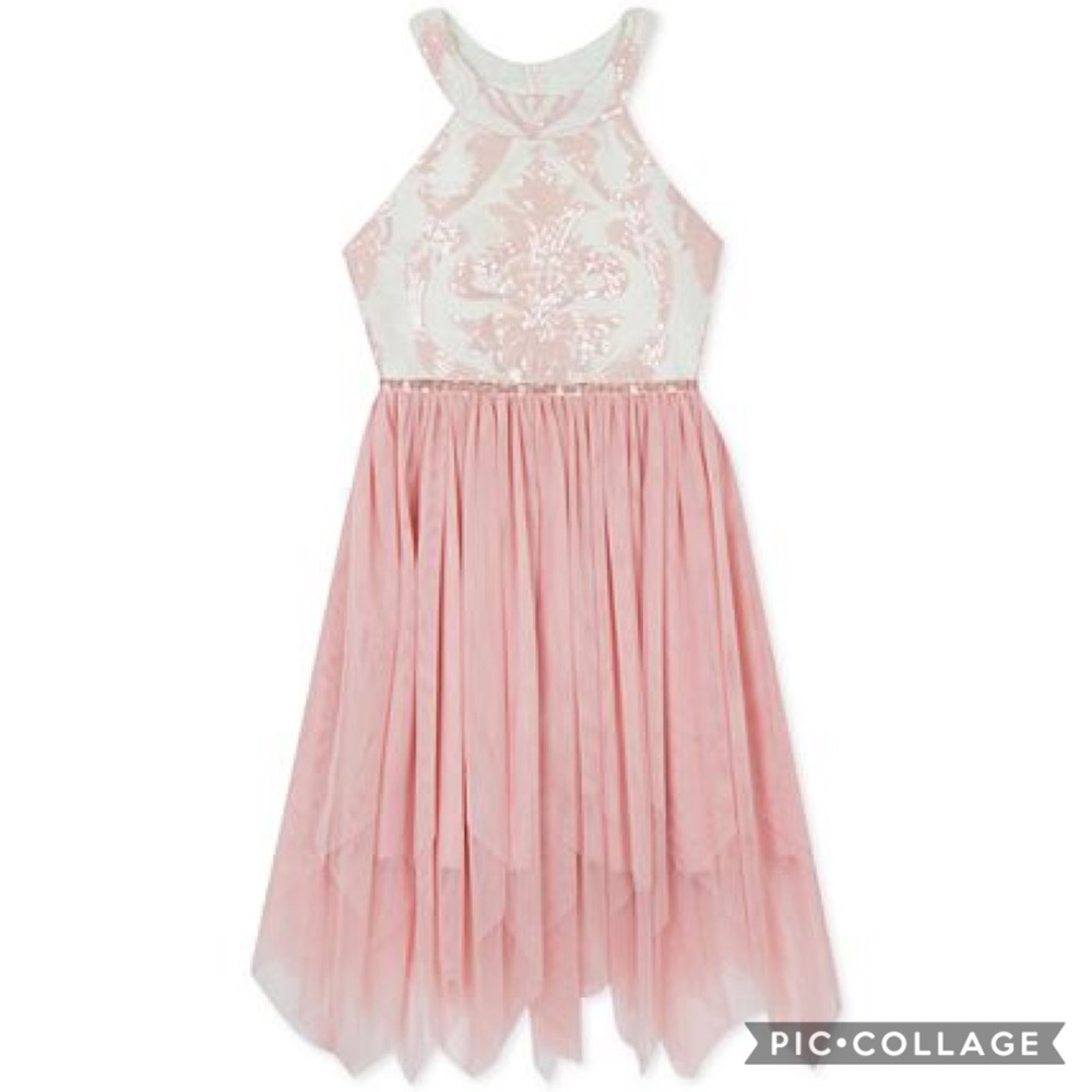 Rare Editions | Sequin Handkerchief Hem Dress